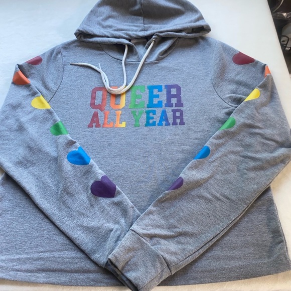 Gray Sweatshirt with Rainbow Text - Picture 3 of 11